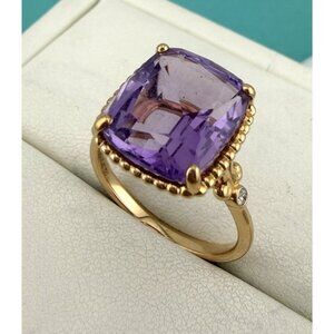 Tiffany & Co. Amethyst & Diamond Cushion Sparkler Ring 18k Rose Gold 💜✨